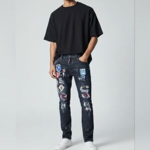 Dsquared2 Kenny Patchwork Made in Italy Black Skinny Jeans
